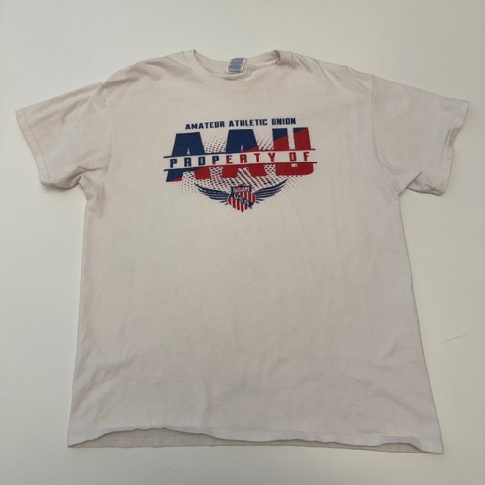 Delta Pro Weight AAU Amateur Athletic Union‎ White Cotton Graphic T-Shirt Mens L